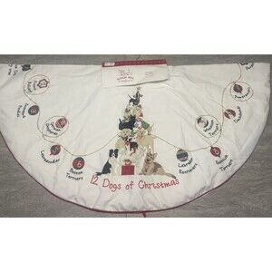 Sleigh Hill 12 Dogs of Christmas New  Tree Skirt 54 Lab Terrier Dachshund Poodle